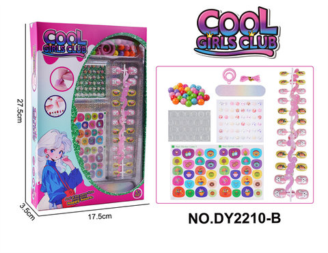 Xinle 'er DIY Princess Fashion Manicure Set (Nail Patch + Nail Patch + Nail File + Ear Face Patch + Beading) Family Decoration Toys