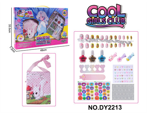Xinle 'er girls play house little fox cartoon animal fashion bag + nail decoration set play house jewelry toys