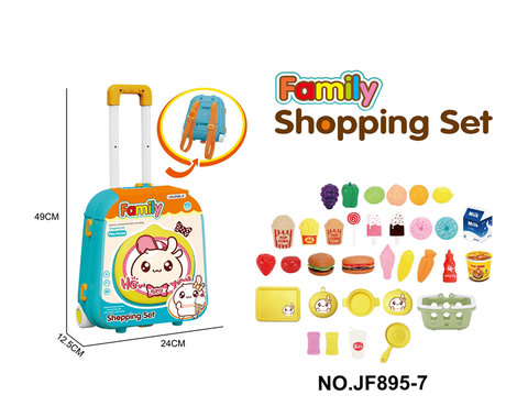 Xinle cartoon puzzle multi-function simulation every family fruit and vegetable set backpack pull rod box toy