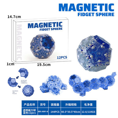 Xinle transparent pentagonal magnetic ball 12PCS(blue) non-mixed toy