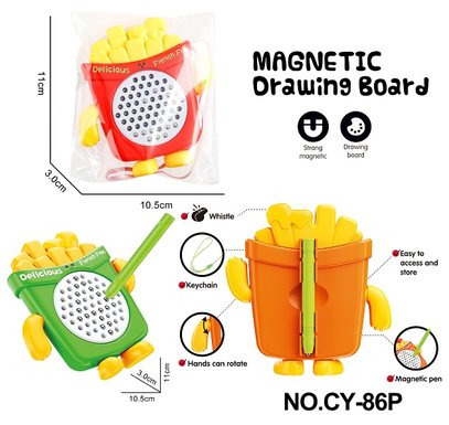 Puzzle magnetic drawing board (French fries) (UV color printing+buckle) backpack pendant whistle children's toy