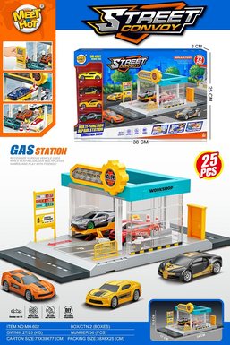 Urban car repair station equipped with 4 alloy cars (parking lot)