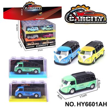 1: 36 Colorful Reunion Alloy Car Volkswagen Bus Colorful Yellow/Blue/Green Tri color Hybrid