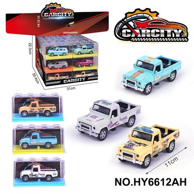 1: 36 Colorful Warrior Alloy Truck Pickup Colorful Bay Blue/White/Yellow Tri color Hybrid