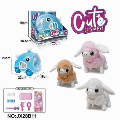 Electric plush walking lamb+exhibition box cage+accessories (with crawling and sound) do not include 2 size 5 batteries