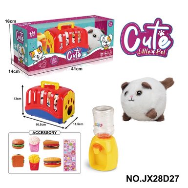 Plush toy display box, pet cage, cable wagging tail animal - brown cat, with BB sound and accessory set
