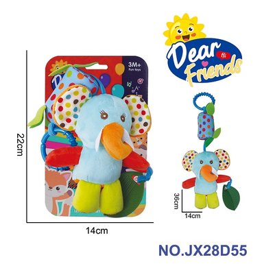 Baby Puzzle Plush Soothing Toy Elephant Hanging Bed Wind Chime