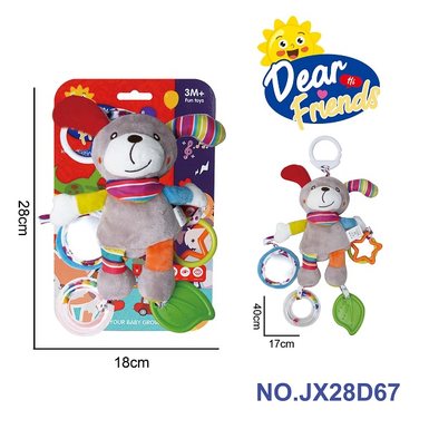 Baby puzzle plush soothing toy teddy bear hanging bed wind chime