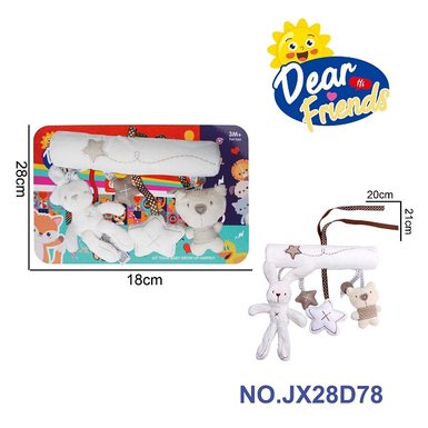 Baby puzzle plush soothing toy bunny bed tied with lights, music, bed bell with built-in battery, one LR44