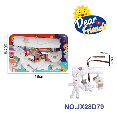 Baby puzzle plush soothing toy bunny bed tied with music bed bell with built-in battery, one LR44