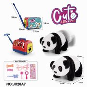 电动毛绒走路熊猫+手提笼+饰品套（有爬行跟声音）不包2粒5号电池