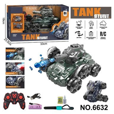 2.4G six wheel stunt tank water bomb remote control vehicle with spray and water bomb (metal sense model)