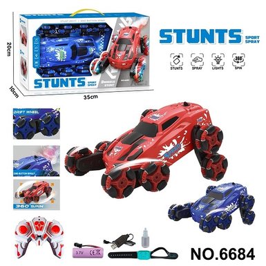2.4G small 8-wheel stunt remote control vehicle with light and spray