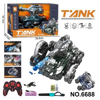 2.4G small 6-wheel tank stunt water bomb remote control vehicle with spray and water bomb