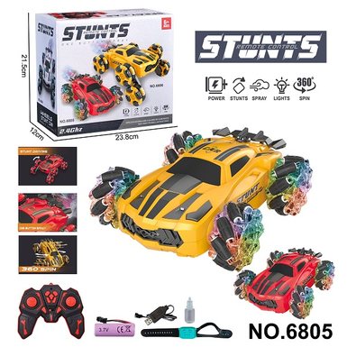2.4G stunt deformation four-wheel remote control vehicle with spray, light and music