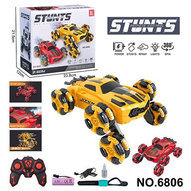 2.4G stunt deformation six wheel remote control vehicle with light and spray
