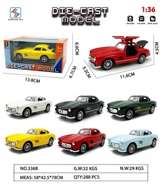 1: 36 alloy rebound simulation retro gull wing door three open Mercedes Benz vintage car (retro version)