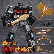 （合金版）擎天战神机甲变形赛星总司令-6套武器黑金版中文