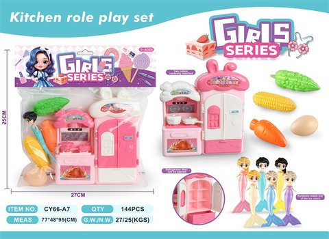 Playing house mermaid girl kitchen set