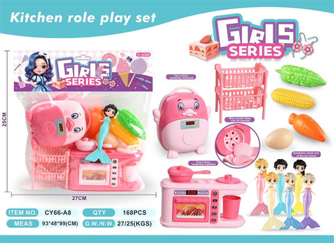 Playing house mermaid girl kitchenware penguin stove set