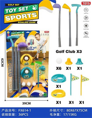 3 golf clubs+hole flag ball position 2 sets of 6 balls
