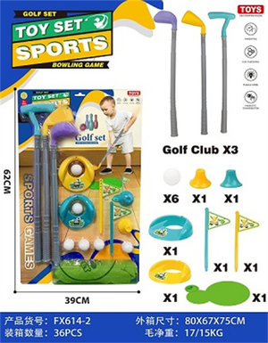 3 golf clubs+2 sets of hole flag ball positions, 6 balls+equipped with a fiber non-woven fabric 64x72cm