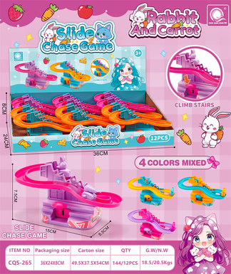 Qingsong toy white rabbit chasing radish slide