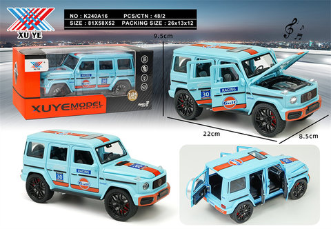 1:24 Mercedes-Benz G sea oil version alloy model back force 6 open door alloy car toy lighting music (1 pack)