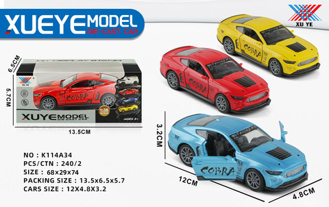 1:32 alloy car model Mustang GT door opening rebound (1 pack)