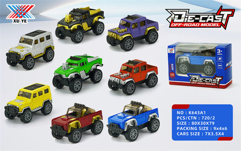 1:64 alloy off-road vehicle pullback (1 pack)