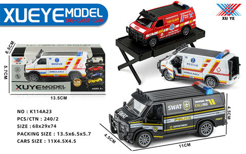 1:36 Alloy car, American bread, police car, green light, three-door rebound (1 pack)