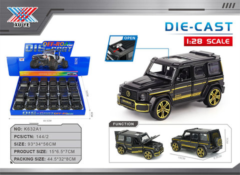 1:28alloycarmodelMercedesBenzG-Classblackgoldversionwithfivedoorreturnforce(setof12)