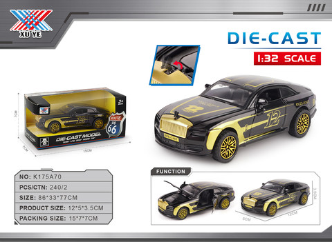 1:32alloycarmodelblackgoldversionRollsRoycethreedoorreturnforce(1set)