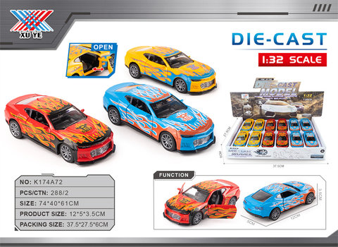 1:32alloycarmodelChevroletFireDragondooropeningrebound(setof12)