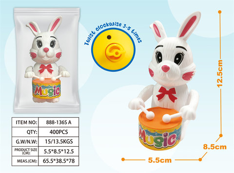 Fun interactive drumming rabbit chain toy