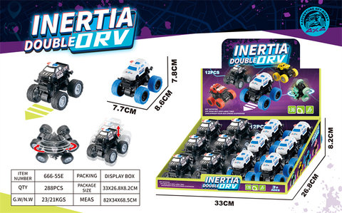 Double Inertia Off-Road Police Car Toys Inertia Vehicle Toys (Pack of 12)