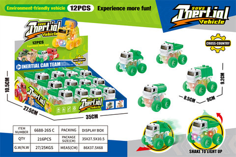Light gear dual inertia engineering vehicle toys inertia vehicle toys (pack of 12 pcs)