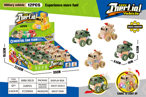 Light gear dual inertia military vehicle toy inertia vehicle toy (pack of 12 pcs)