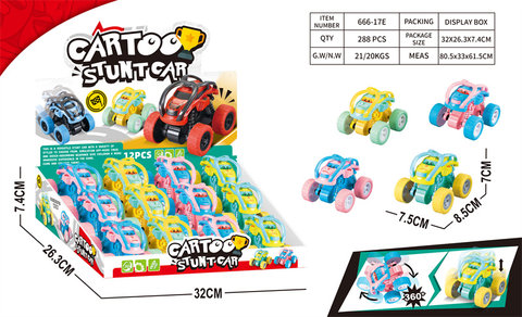CartoonDualInertiaStuntRollingCar(Setof12)