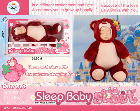 Strawberry bear sleeping doll toys from house to house