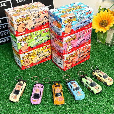 Alloy cartoon pullback car stunt cars, including Kulomika Pibala Pikachu and other series of key chain pullback cars (28 models mixed)