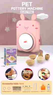 Smart Pet Electric Pottery Machine-Pink Rabbit USB Charging