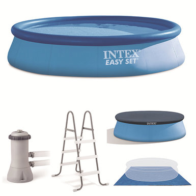 15-foot saucer-shaped pool inflatable toy set