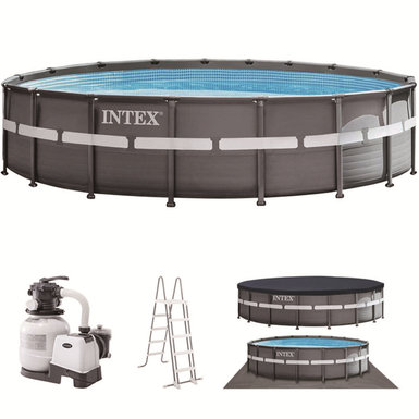 18-foot round pipe rack pool inflatable toy set