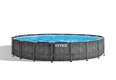 18-foot round wood grain pipe rack pool inflatable toy set