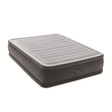 Gray and white built-in electric pump double-layer heightened single wire pull air bed inflatable toy
