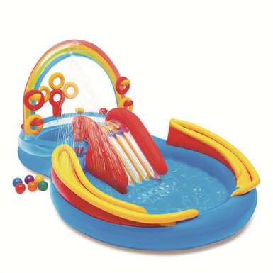 Eight shaped rainbow slide park pool inflatable toy