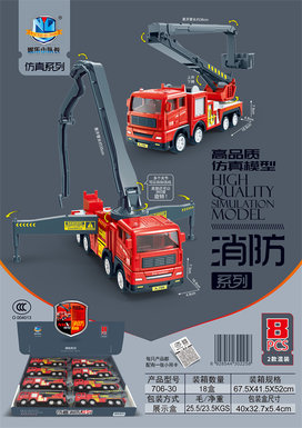 High-quality simulation model inertial fire truck 8PCS