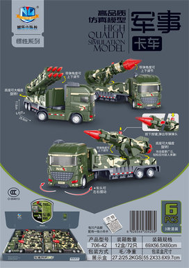 High-quality simulation model inertial military truck series 6pcs