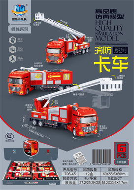 High-quality simulation model inertial fire truck series 6pcs